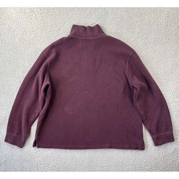 Polo Ralph Lauren Sweatshirt Mens XXL 2XL Burgundy Quarter Zip Cotton Casual - Picture 8 of 9